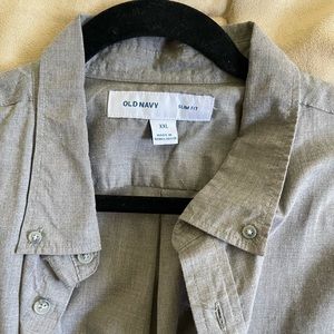Old Navy, Gray Long Sleeve Slim Fit Shirt, XXL.